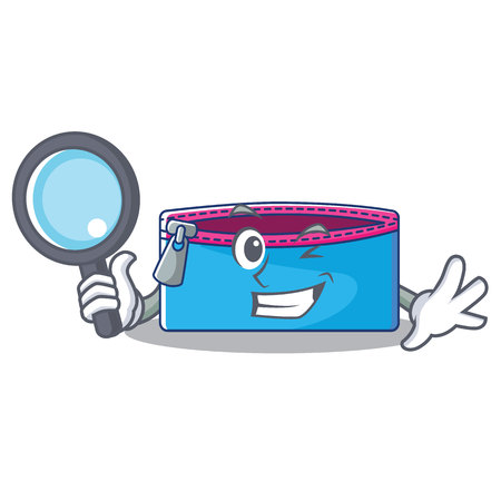 Detective pencil case character cartoon vector illustration.のイラスト素材