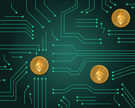 Blockchain style on green background vector illustrationのイラスト素材