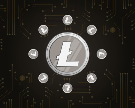 Blockchain ethereum litecoin background collection vector illustration nnのイラスト素材