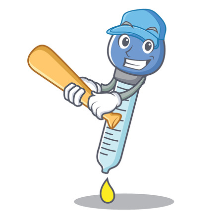 Playing baseball dropper character cartoon style vector illustrationのイラスト素材