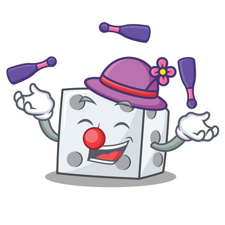 Juggling dice character cartoon style vector illustrationのイラスト素材