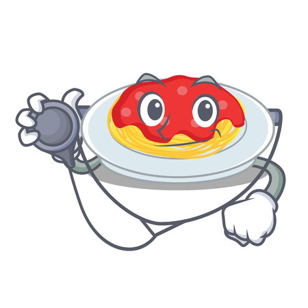 Doctor spaghetti character cartoon style vector illustration.のイラスト素材