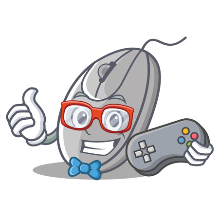 Gamer mouse mascot cartoon style vector illustrationのイラスト素材