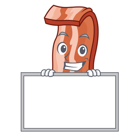 Grinning with board bacon characterのイラスト素材