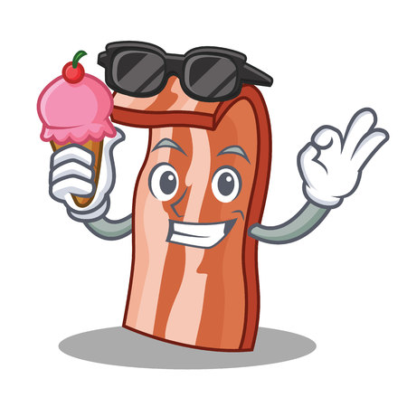 With ice cream bacon character cartoon style vector illustrationのイラスト素材