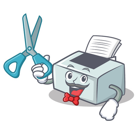 Barber printer character cartoon style vector illustrationのイラスト素材