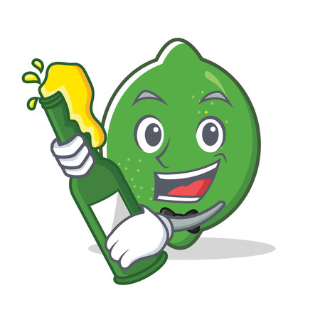 With beer lime mascot cartoon styleのイラスト素材