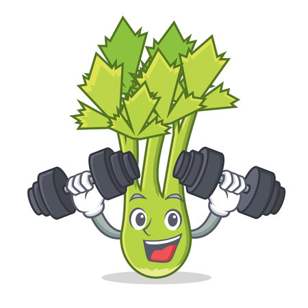 Fitness celery character cartoon styleのイラスト素材