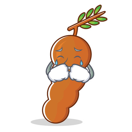 Crying tamarind mascot cartoon style.のイラスト素材
