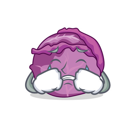 Crying red cabbage mascot cartoonのイラスト素材