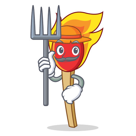 Farmer match stick character cartoonのイラスト素材