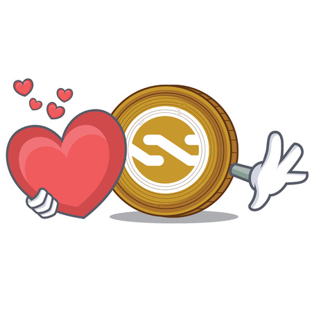 With heart Nxt coin mascot cartoonのイラスト素材