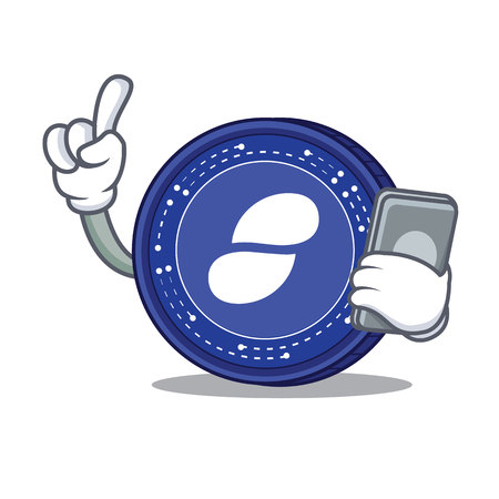 With phone Status coin character cartoonのイラスト素材