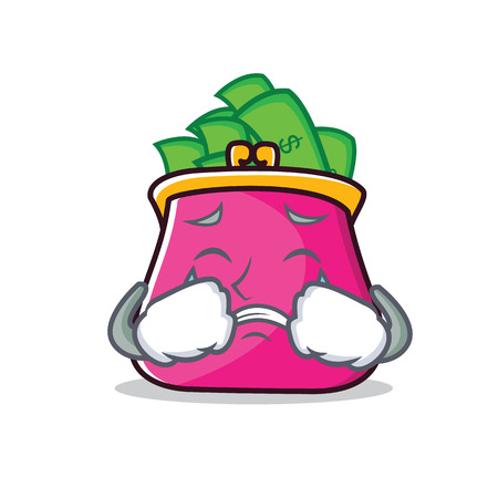 Crying purse character cartoon styleのイラスト素材
