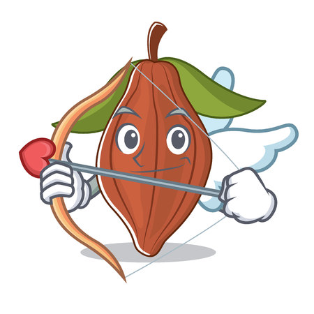 Cupid cacao bean character cartoon vector illustrationのイラスト素材