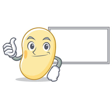 Thumbs up with board soy bean character cartoon vector illustrationのイラスト素材