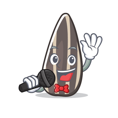 Singing sunflower seed mascot cartoon vector illustrationのイラスト素材