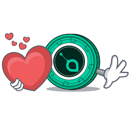 With heart SiaCoin mascot cartoon style vector illustrationのイラスト素材