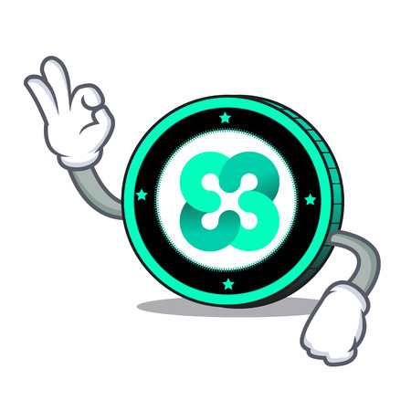 Okay Ethos coin character cartoon vector illustrationのイラスト素材