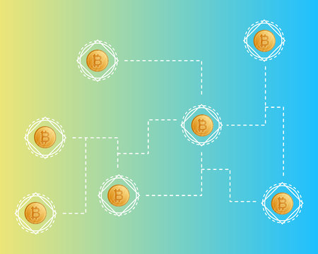 Bitcoin cryptocurrency networking concept background style vector illustrationのイラスト素材