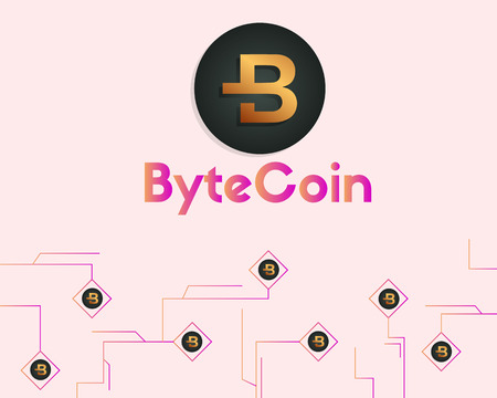 Byte coin cryptocurrency technology on pink background style vector illustrationのイラスト素材