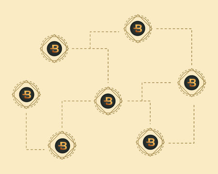 Bytecoin cryptocurrency circle background style vector illustrationのイラスト素材