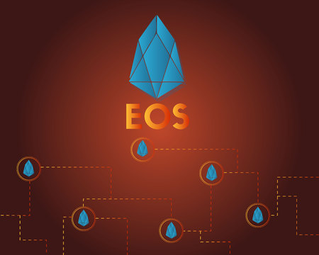 EOS cryptocurrency on dark background style vector illustrationのイラスト素材