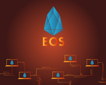 EOS cryptocurrency on dark background styleのイラスト素材