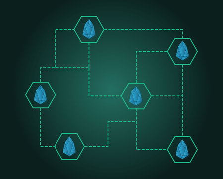 EOS cryptocurrency technology blockchain background styleのイラスト素材