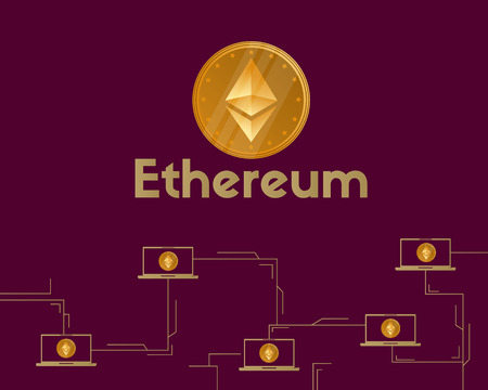 Blockchain ethereum symbol cryptocurrency background vector illustration