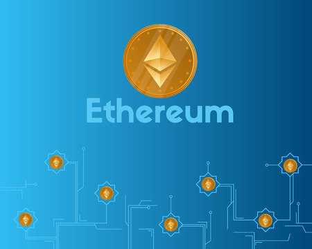 Blockchain ethereum cryptocurrency on blue background vector illustrationのイラスト素材