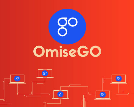 Background blockchain OmiseGO cryptocurrency technology.のイラスト素材