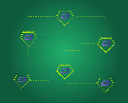 Dash blockchain technology on green backgroundのイラスト素材