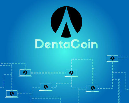 Dentacoin blockchain style on blue backgroundのイラスト素材