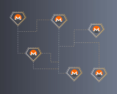 Cryptocurrency monero technology background collection vector illustrationのイラスト素材