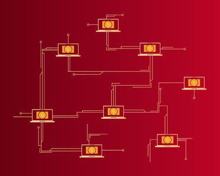 Blockchain bitcoin cash circuit network background collectionのイラスト素材