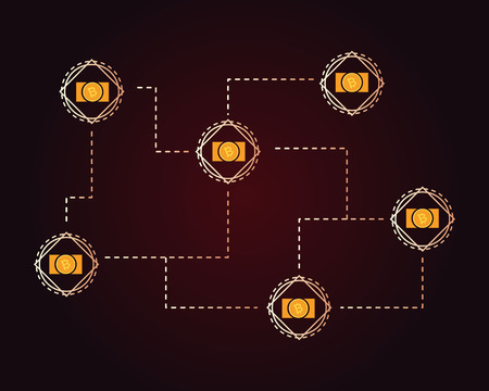 Blockchain bitcoin cash on dark background collectionのイラスト素材