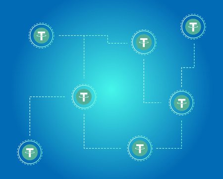 Tether cryptocurrency blockchain background styleのイラスト素材