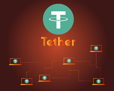 Tether cryptocurrency on dark background styleのイラスト素材