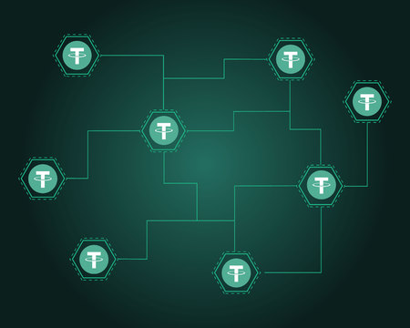 Tether cryptocurrency digital technology background styleのイラスト素材