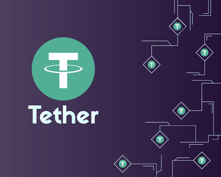 Tether cryptocurrency circuit network background styleのイラスト素材