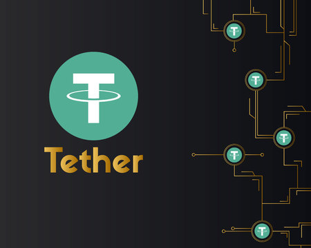 Tether cryptocurrency virtual on dark background styleのイラスト素材