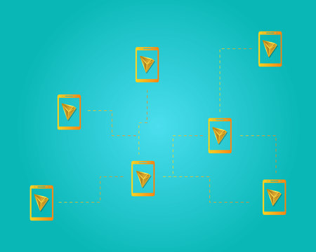 Cryptocurrency tron blockchain connected backgroundのイラスト素材