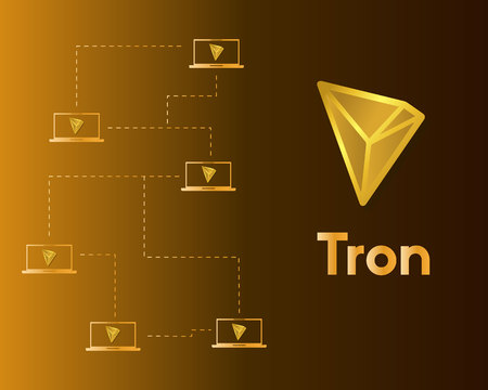 Cryptocurrency tron blockchain networking backgroundのイラスト素材