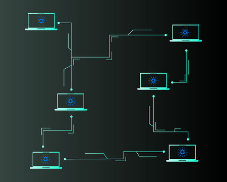 Blockchain cardano networking style background vector illustrationのイラスト素材