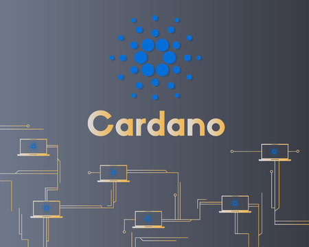 Blockchain cardano virtual technology style background vector illustrationのイラスト素材