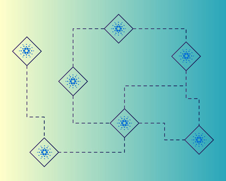Blockchain cardano blockchain circuit style background vector illustrationのイラスト素材