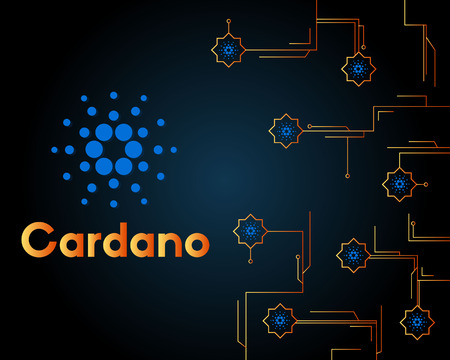 Blockchain cardano blockchain circuit style background vector illustrationのイラスト素材
