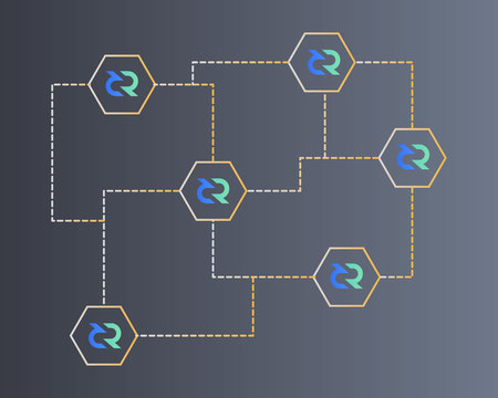 Blockchain decred symbol networking backgroundのイラスト素材