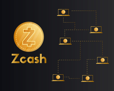 Cryptocurrency zcash style on dark background vector illustrationのイラスト素材